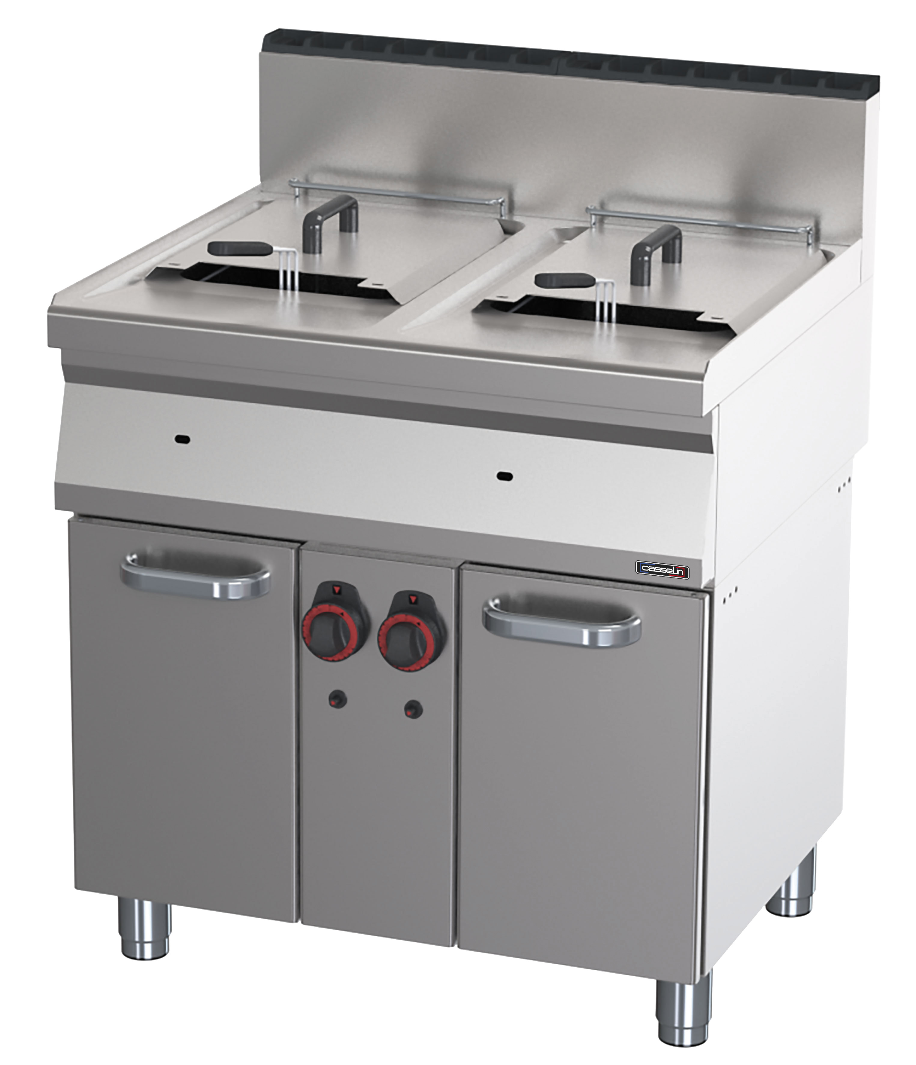 Friteuse gaz avec soubassement 2x15 litres 80