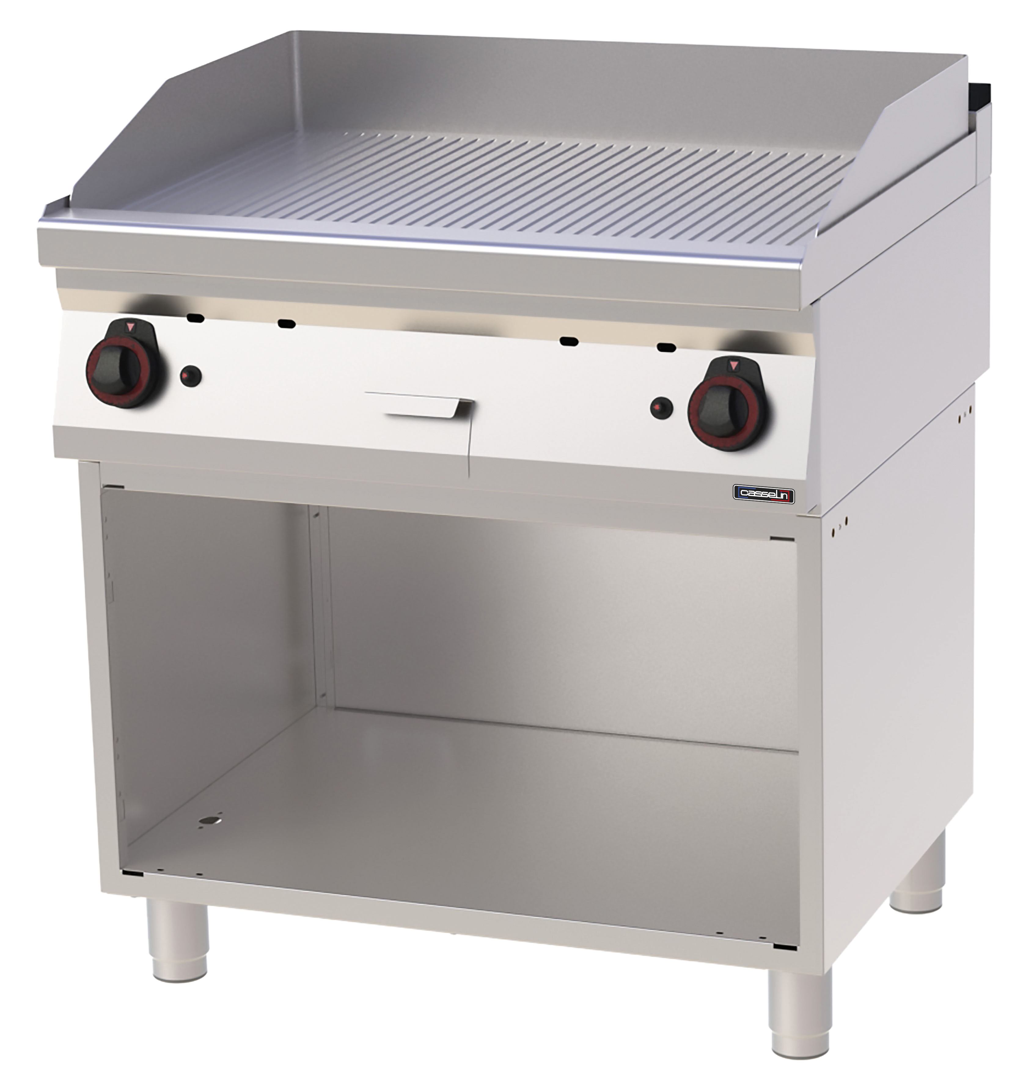 Plaque à snacker Chrome Rainurée avec soubassement Gaz 80