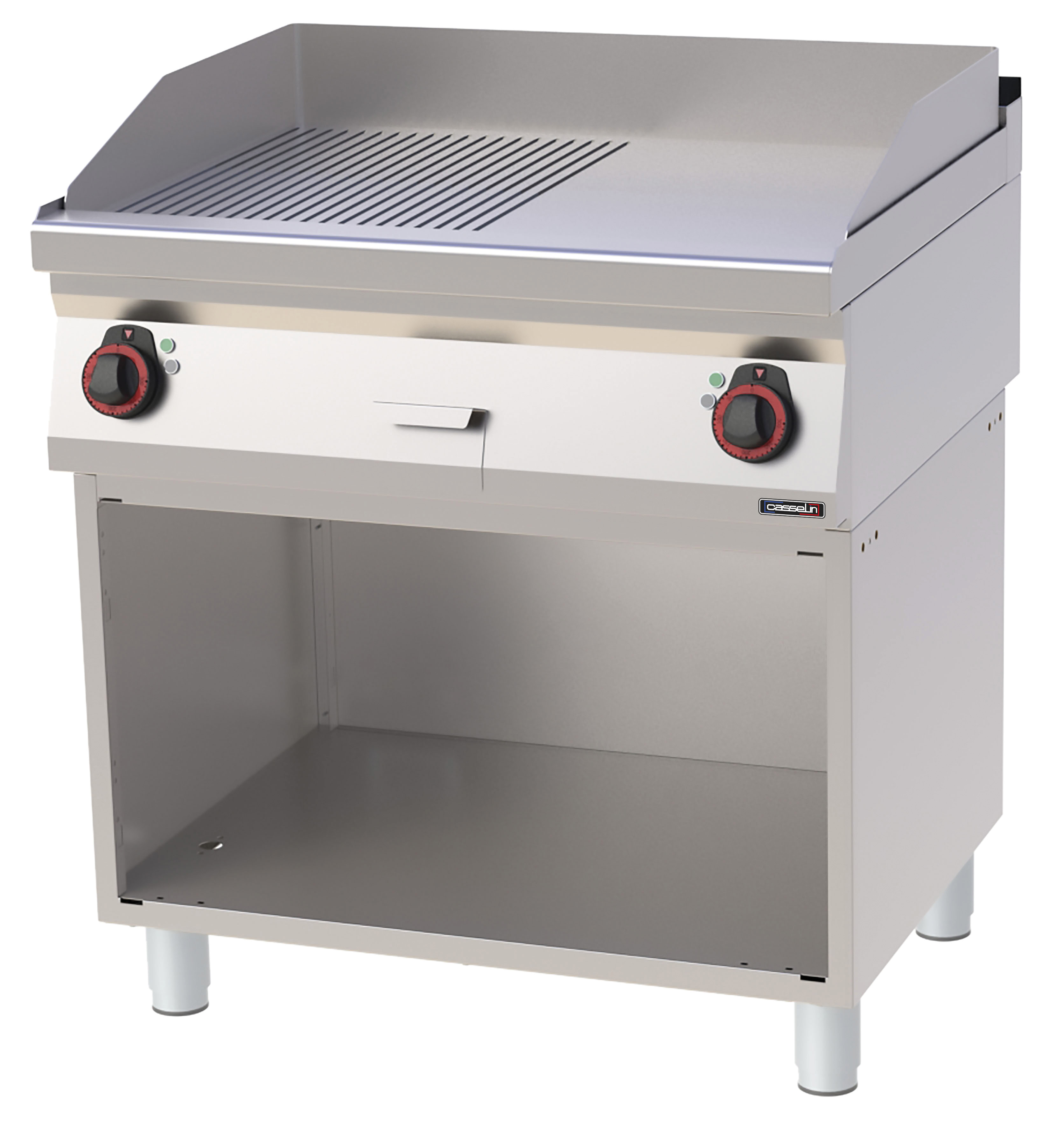 Plaque à snacker Fonte Rainurée Lisse avec soubassement 80